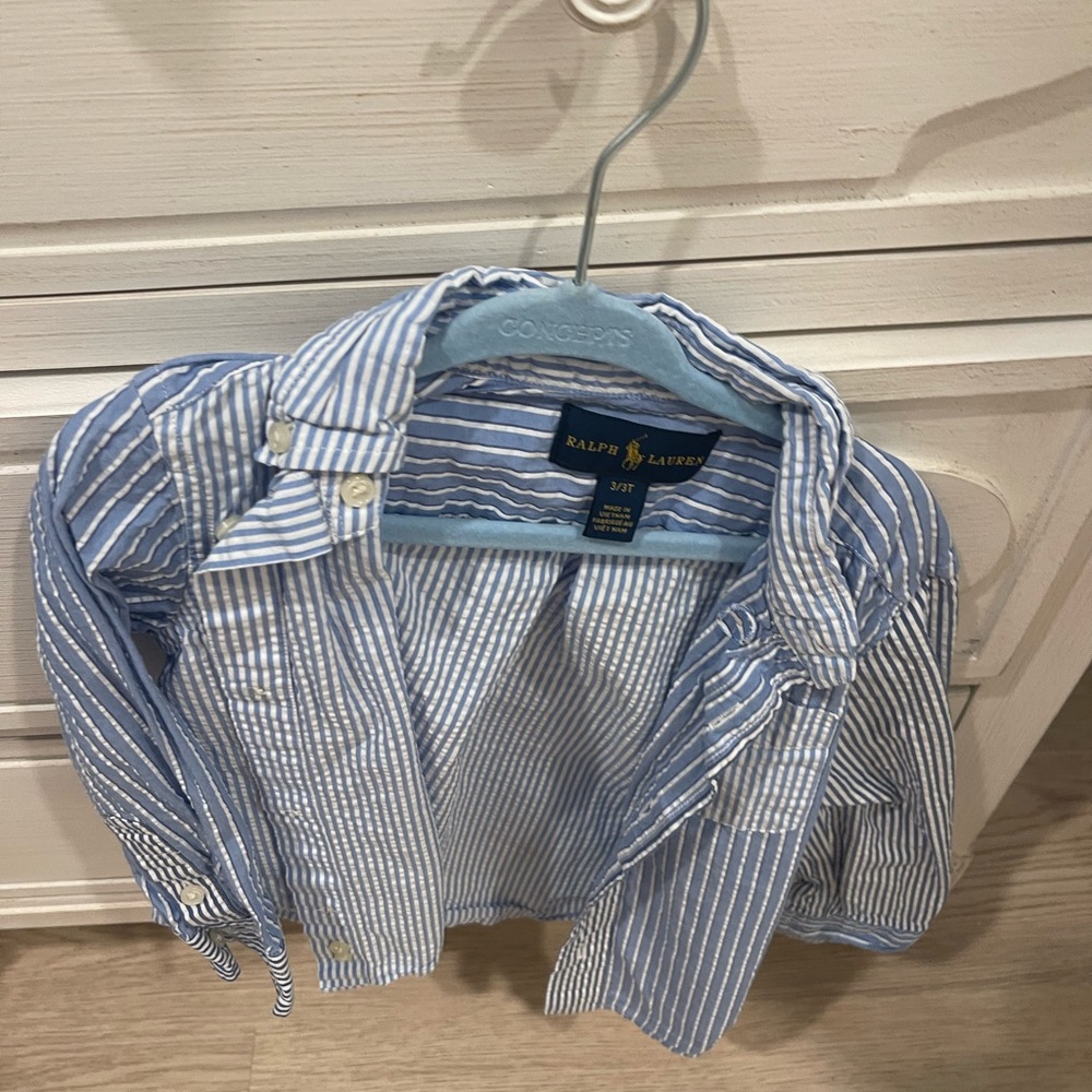 Ralph Lauren blue stripe button down 3T